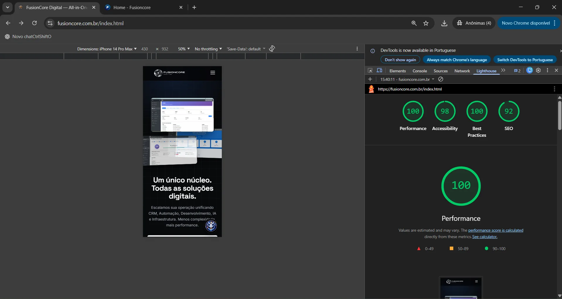 Google Lighthouse 100/100